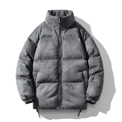 Men Fashion Autumn And Winter Suede Cotton-Padded Loose Coat
