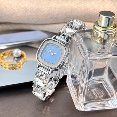 Women Fashion Square Rhinestone Watch