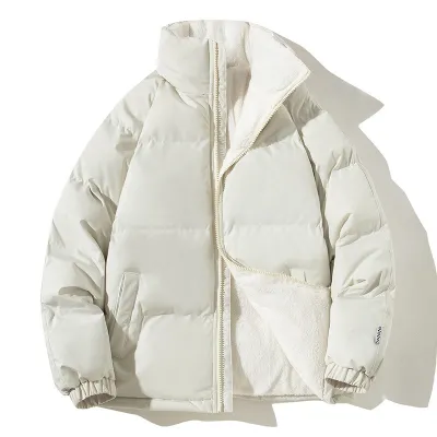 Men Fashion Solid Color Autumn And Winter Cotton Thickened Fleece-Lined Warm Loose Coat