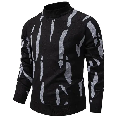 Men Fashion Autumn And Winter Thickened Round Neck Slim-Fit Sweater