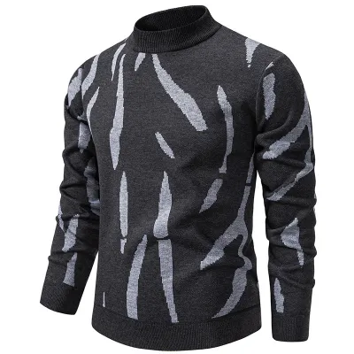 Men Fashion Autumn And Winter Thickened Round Neck Slim-Fit Sweater
