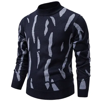 Men Fashion Autumn And Winter Thickened Round Neck Slim-Fit Sweater