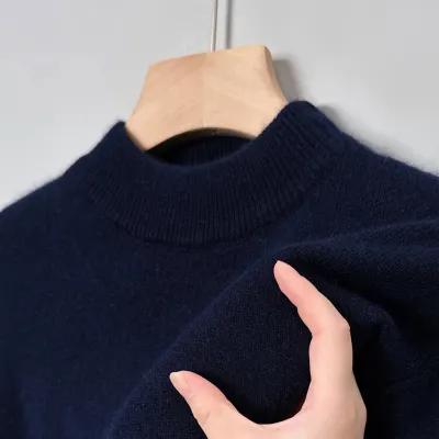 Men'S Fashion Solid Color Autumn And Winter Half-Turtleneck Long-Sleeve Sweater