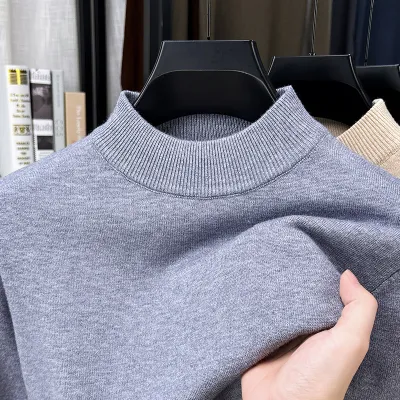 Men'S Fashion Solid Color Autumn And Winter Half-Turtleneck Long-Sleeve Sweater