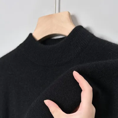Men'S Fashion Solid Color Autumn And Winter Half-Turtleneck Long-Sleeve Sweater
