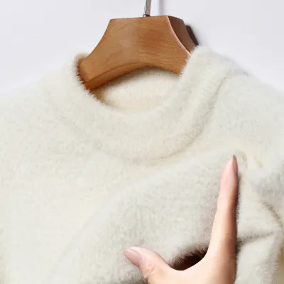 Men'S Fashion Autumn And Winter Thickened Warm Half-High Neck Long-Sleeve Knitted Sweater
