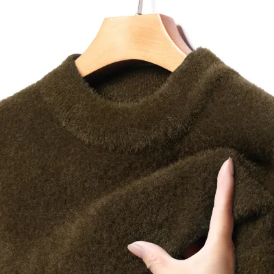 Men'S Fashion Autumn And Winter Thickened Warm Half-High Neck Long-Sleeve Knitted Sweater