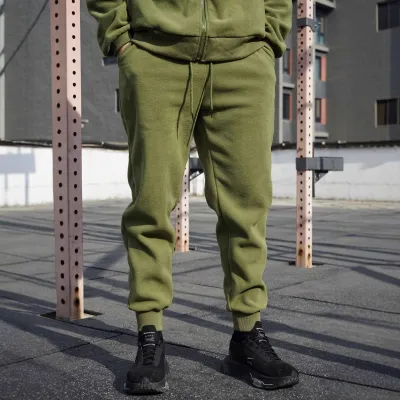 Men'S Fashion Casual Solid Color Loose Drawstring Fleece-Lined Pants