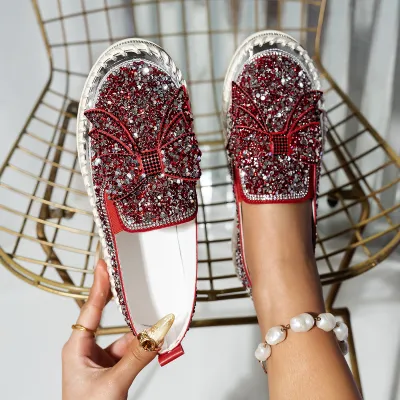 Casual Fashion Plus Size Bow Sequin Platform Loafers