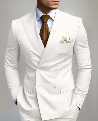 Men'S Fashion Casual Business Solid Color Side Split Double-Breasted Coat Pants Suit Two-Piece Set