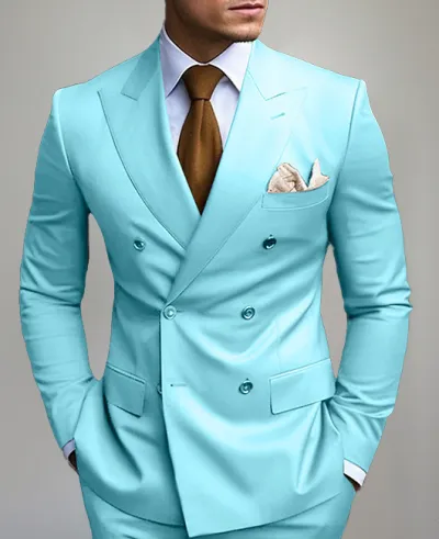 Men'S Fashion Casual Business Solid Color Side Split Double-Breasted Coat Pants Suit Two-Piece Set