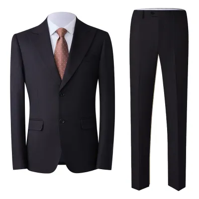Men'S Fashion Banquet Wedding Solid Color Long-Sleeve Coat Slim-Fit Pants Suit Two-Piece Set