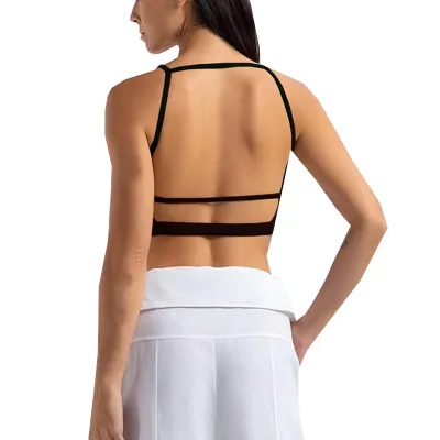 Women Fashion Sexy Solid Color Backless High Elastic Quick-Drying Yoga Sports Bra