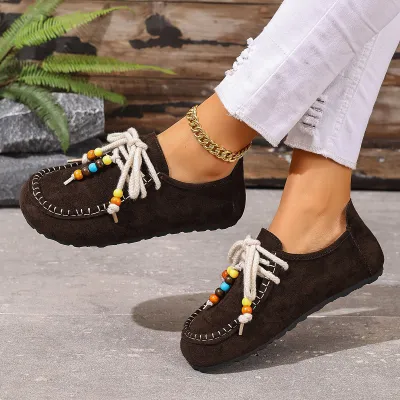 Women'S Plus Size Retro Lace-Up Loafers
