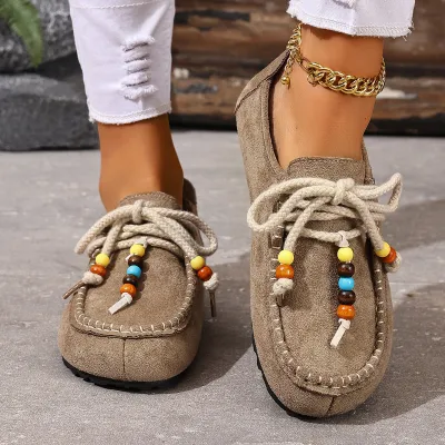 Women'S Plus Size Retro Lace-Up Loafers