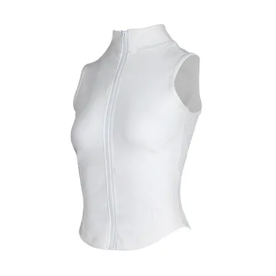 Women Fashion Summer Solid Color Slim-Fit Thin Vertical Collar Sleeveless Sports Yoga Top