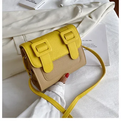 Women Fashion Casual Colorblock Small Square Shoulder Bag