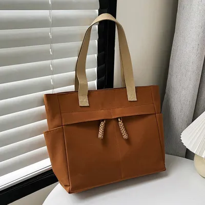 WomenS Fashion Casual Solid Color Large Capacity Canvas Tote Bag