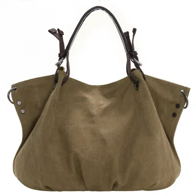 Women Fashion Casual Solid Color Canvas Shoulder Bag