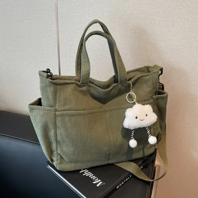 Women Fashion Casual Autumn And Winter Solid Color Cloth Large Capacity Tote Bag
