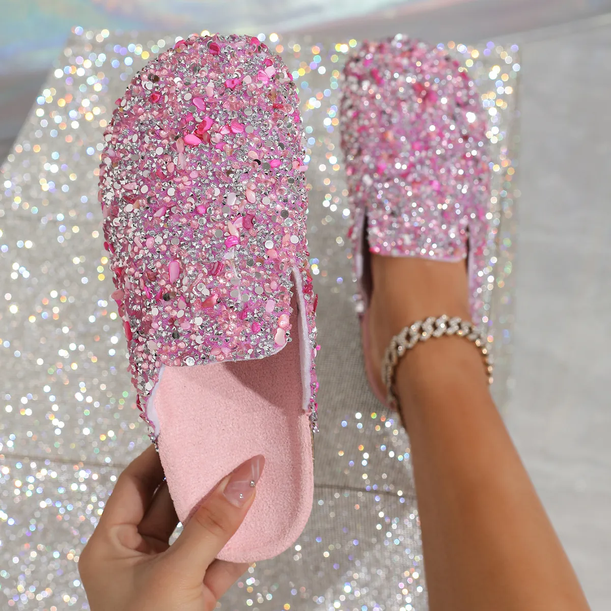 Large Size Fashion Sequin Muller Shoes
