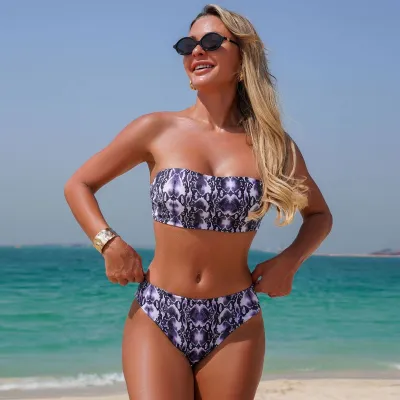 Women Sexy Snakeskin Print Beach Bikini