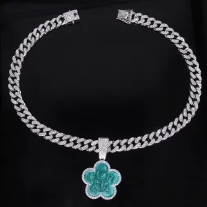 Hip Hop Fashion Five Leaf Clover Alloy Pendant Necklace