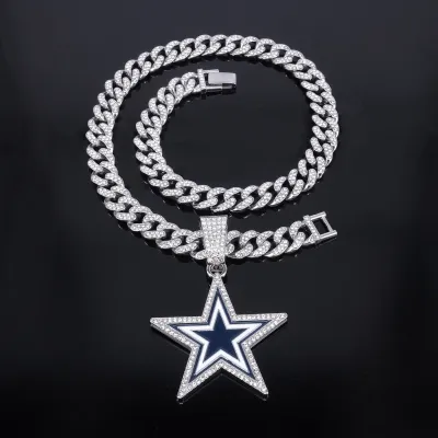 Hip Hop Fashion Rhinestone Pentagram Pendant Necklace