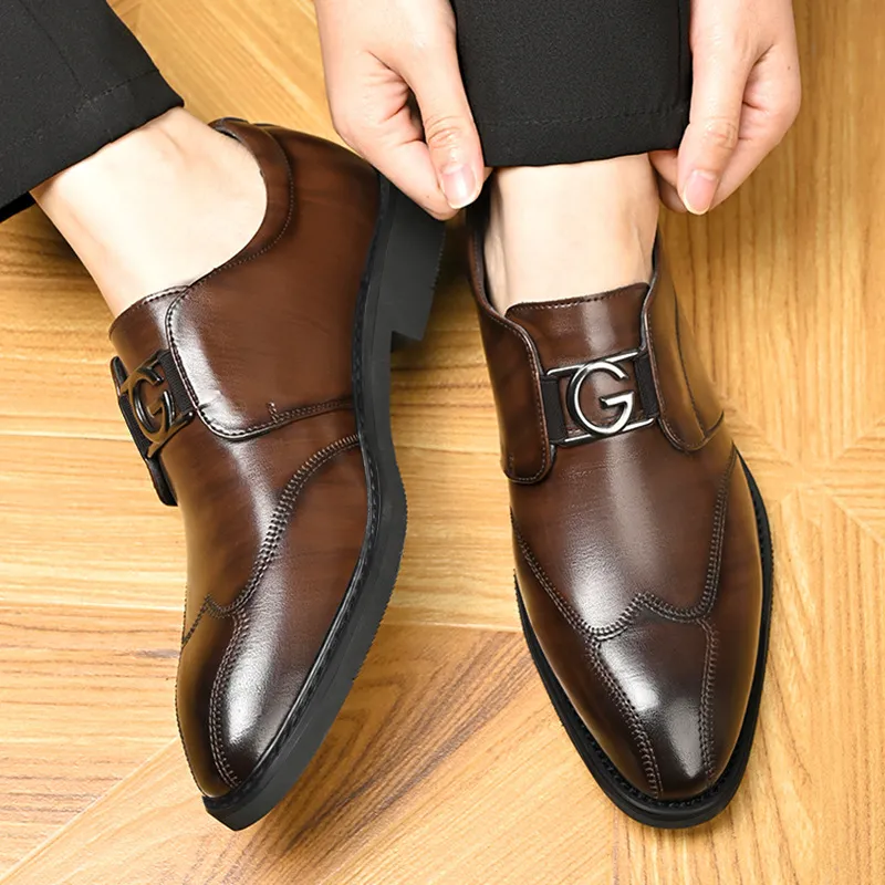 Men'S Fashion Casual Business Pointed-Toe Leather Shoes