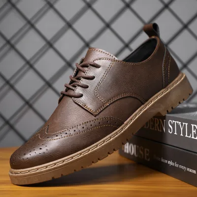 Men'S Fashion Casual Round-Toe Flat Leather Shoes
