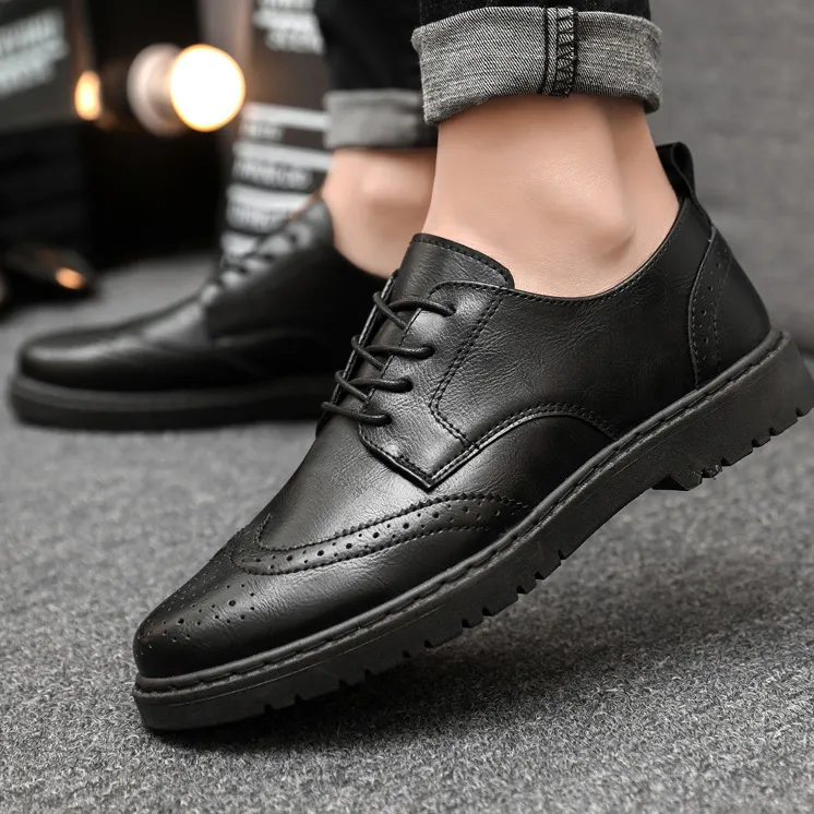 Men'S Fashion Casual Round-Toe Flat Leather Shoes