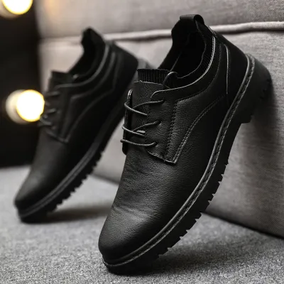 Men'S Fashion Casual Business Low-Top Lace-Up Soft Sole Leather Shoes