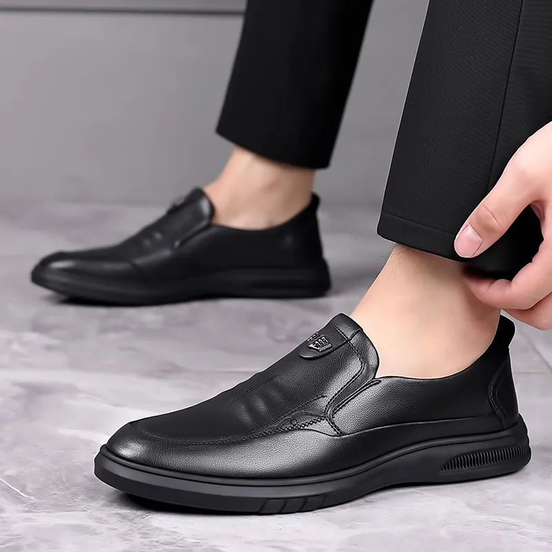 Men'S Fashion Business Soft-Soled Non-Slip Slip-On Leather Shoes