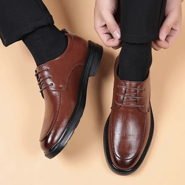 Men Fashion Casual Breathable Business Soft Bottom Leather Shoes