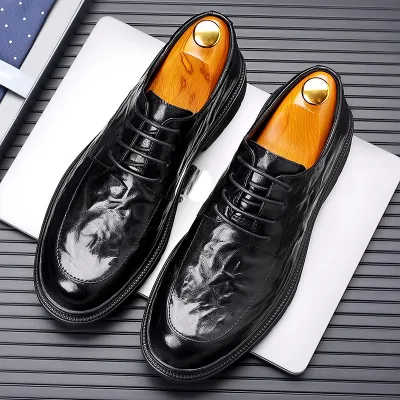 Men'S Fashion Casual Business Round-Toe Leather Shoes
