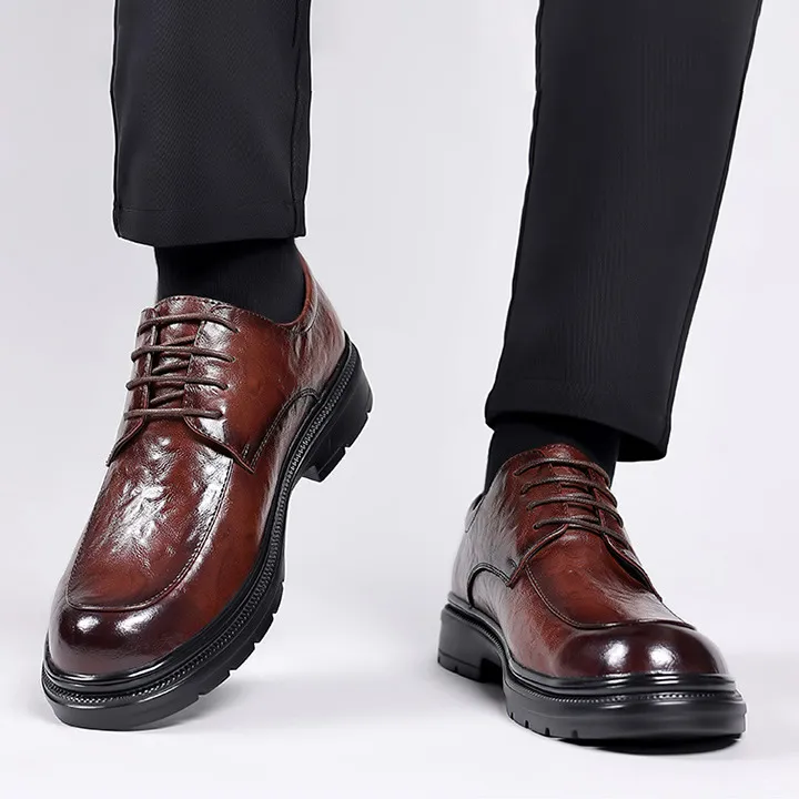 Men'S Fashion Casual Business Round-Toe Leather Shoes