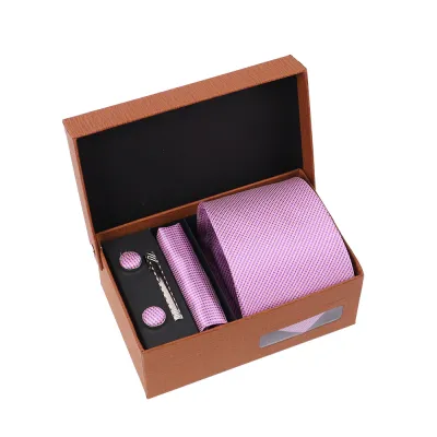 Men'S Fashion Casual Business Jacquard Embroidered Polyester Silk Tie Set
