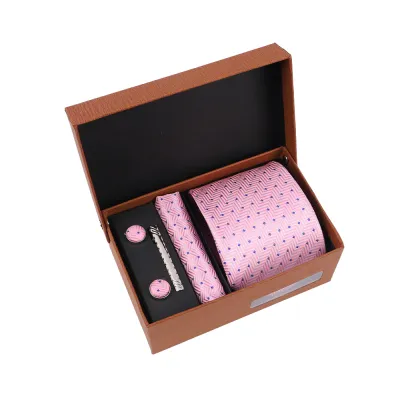 Men'S Fashion Casual Business Jacquard Embroidered Polyester Silk Tie Set