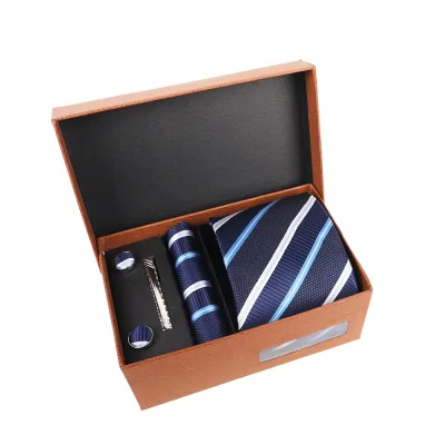 Men'S Fashion Casual Business Jacquard Embroidered Polyester Silk Tie Set