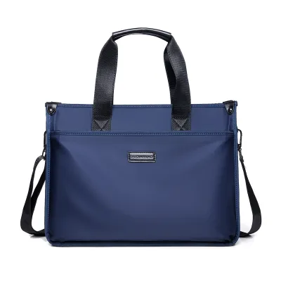 Men'S Fashion Casual Solid Color Oxford Cloth Portable Large Capacity Shoulder Business Briefcase