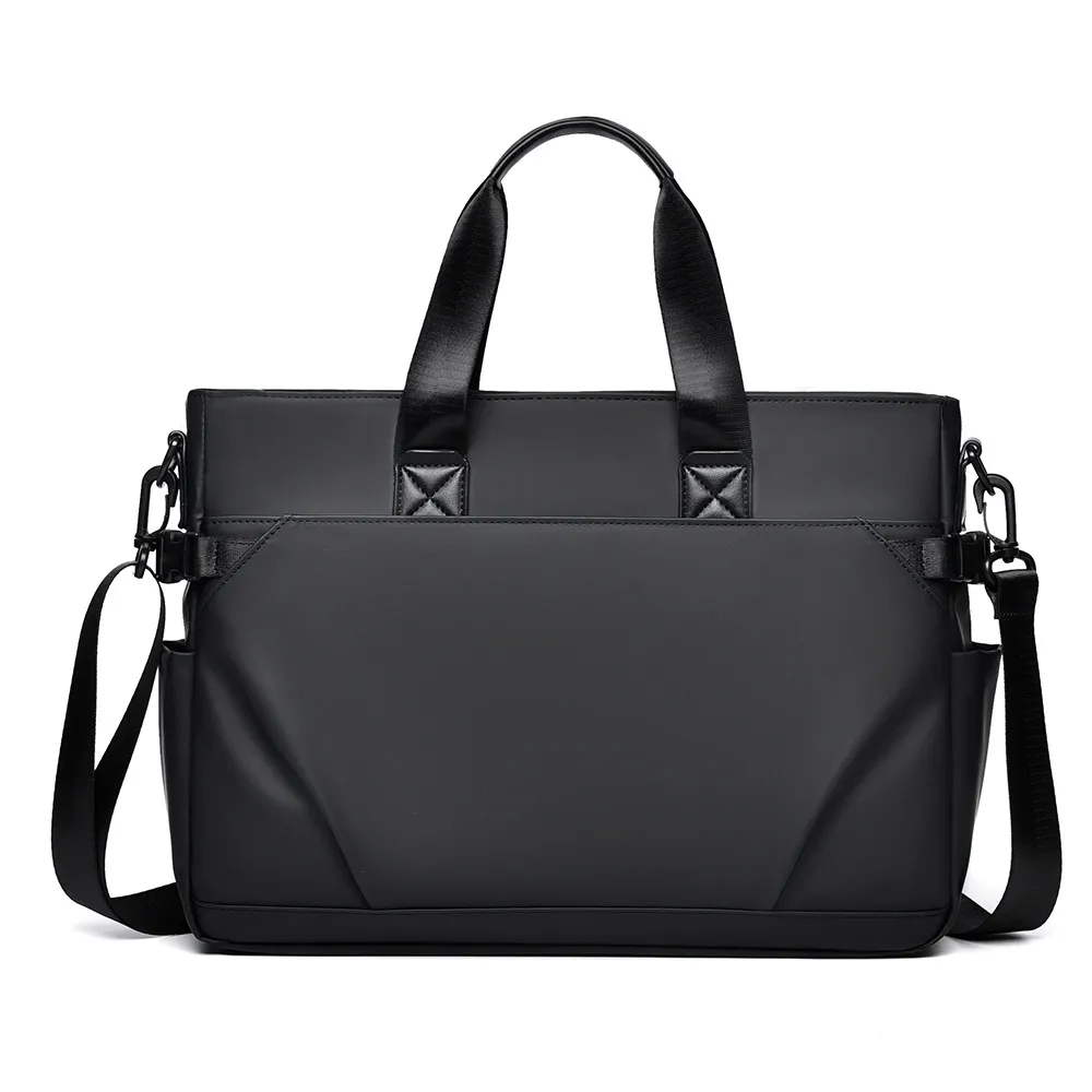 Men'S Fashion Casual Oxford Cloth Solid Color Large Capacity Portable Shoulder Crossbody Computer Briefcase