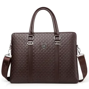 Men Fashion Casual Embossed Business Large Capacity Handbag Computer Briefcase