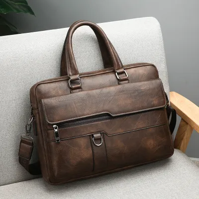 Men Fashion Casual Portable Business Computer Shoulder Briefcase