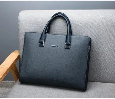 Men Fashion Casual Solid Color Large Capacity Business Portable Shoulder Crossbody Computer Briefcase
