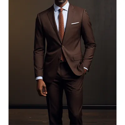 Men Fashion Casual Business Two-Button Long-Sleeve Coat Slim-Fit Pants Suit Two-Piece Set