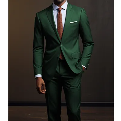 Men Fashion Casual Business Two-Button Long-Sleeve Coat Slim-Fit Pants Suit Two-Piece Set