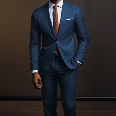 Men Fashion Casual Business Two-Button Long-Sleeve Coat Slim-Fit Pants Suit Two-Piece Set