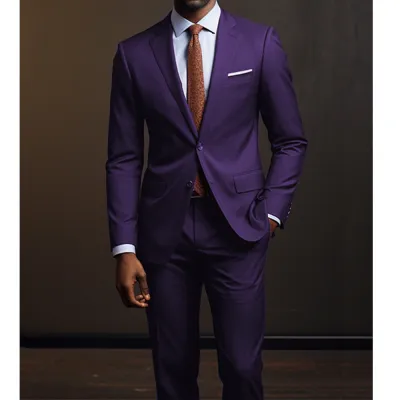 Men Fashion Casual Business Two-Button Long-Sleeve Coat Slim-Fit Pants Suit Two-Piece Set