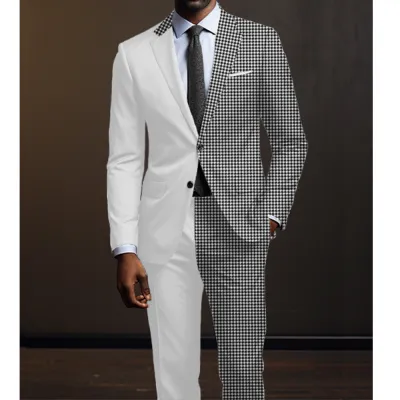 Men Fashion Casual Business Two-Button Long-Sleeve Coat Slim-Fit Pants Suit Two-Piece Set