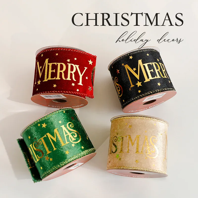 Bronzing Ribbon Christmas Decorations Christmas Gift Tie